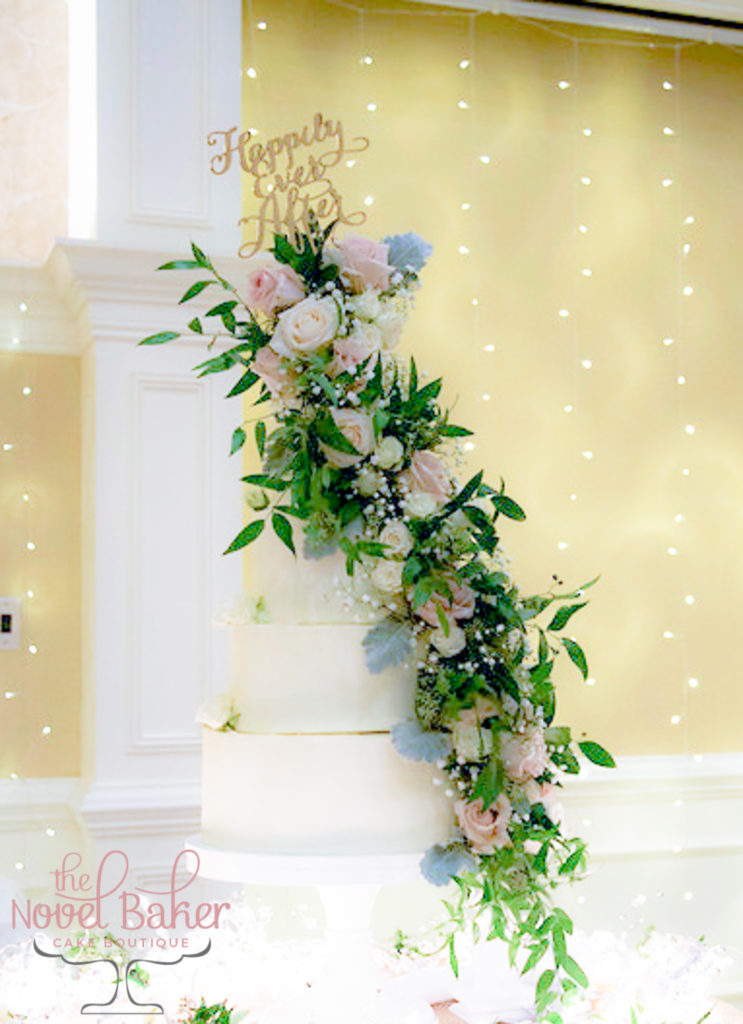 Ashleigh's Wedding Cake with Floral Cascade